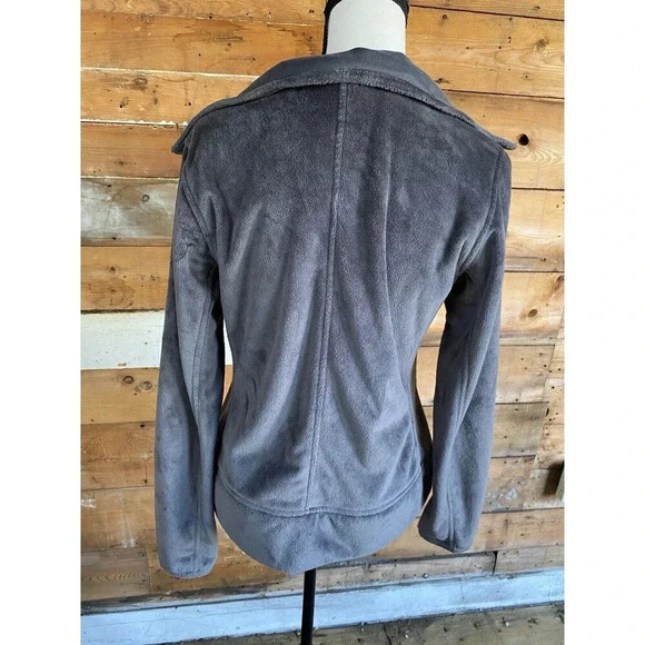 The North Face Fleece Jacket Women’s M Charcoal Hi Collar Full Zip Pockets - Picture 6 of 10